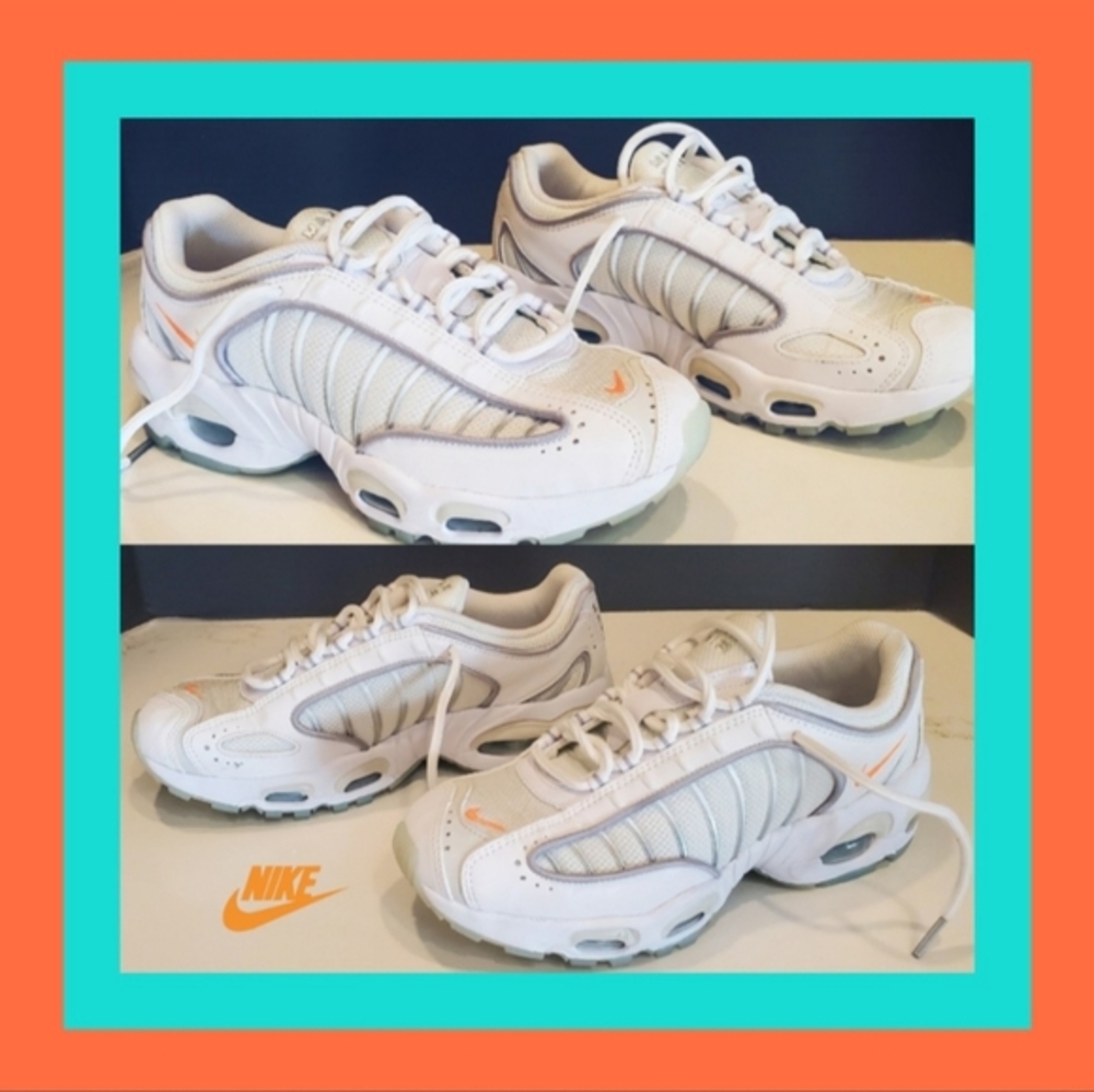 Nike White and Orange Sneakers with Vintage Design